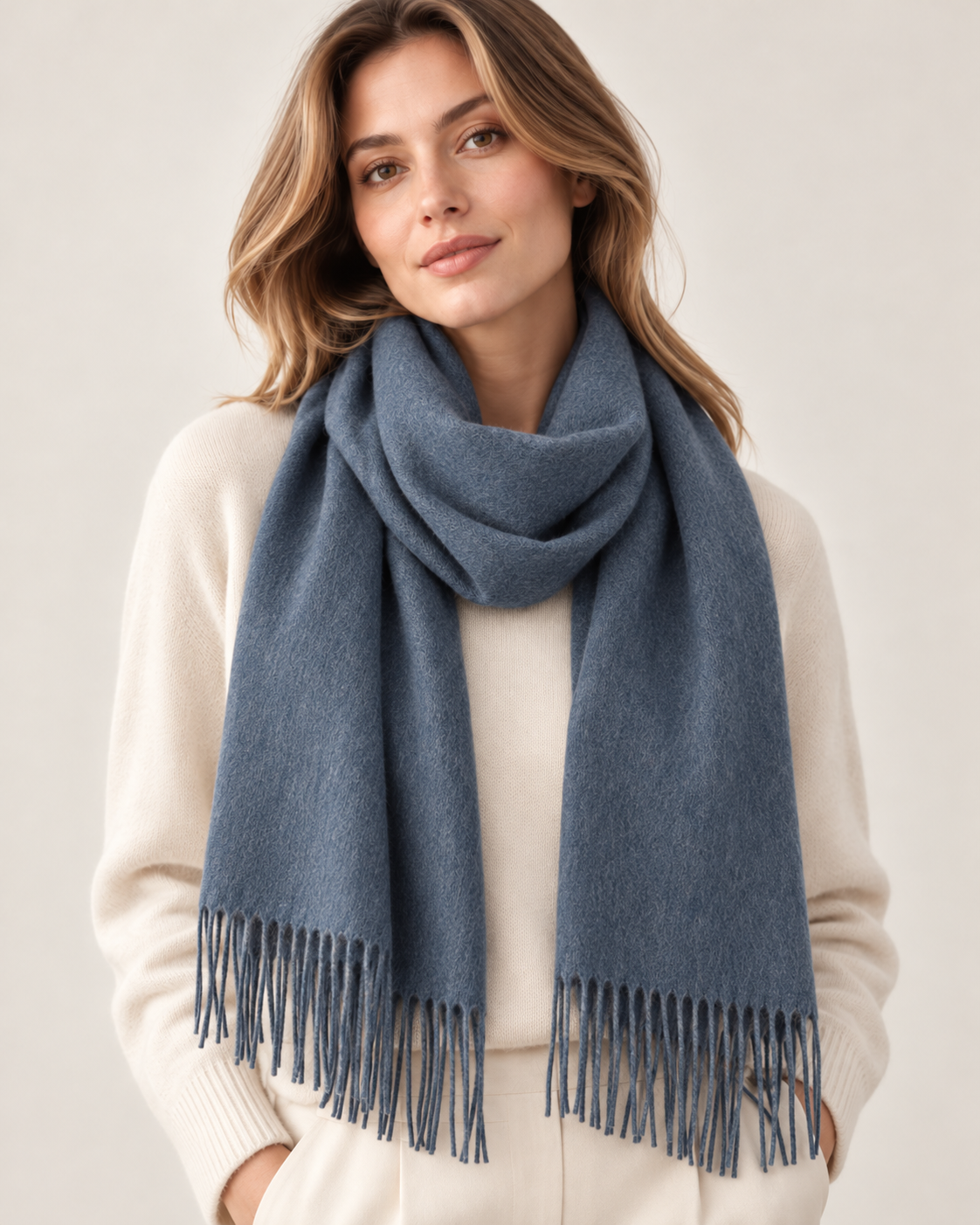 Sciarpa blu in 100% cashmere da donna Parigi (5)