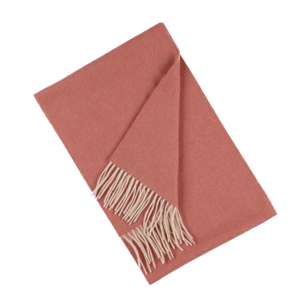 Sciarpa in cashmere tinta unita rosa cipria da donna Parigi (3)