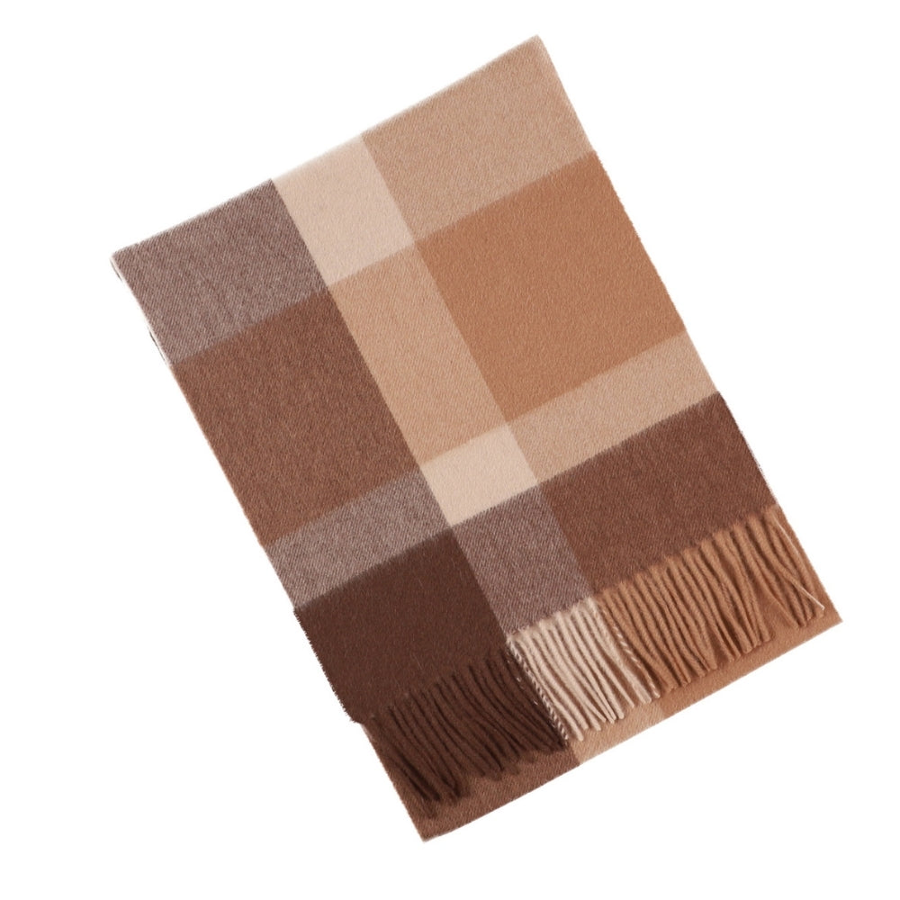 Sciarpa marrone e beige a quadri grandi in lana 100% – York (6)