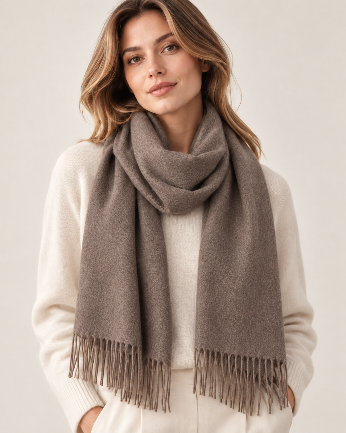 Sciarpa greige in 100% cashmere da donna Parigi (5)