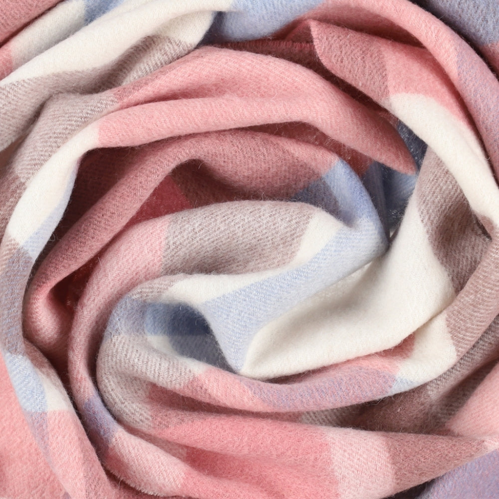 Sciarpa rosa a quadri in lana 100%, con frange – Londra (2)
